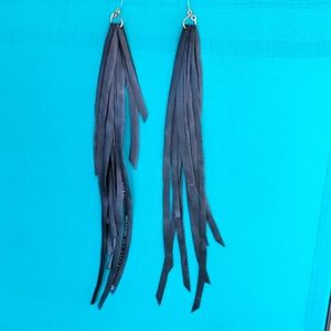 Long black rubber earrings